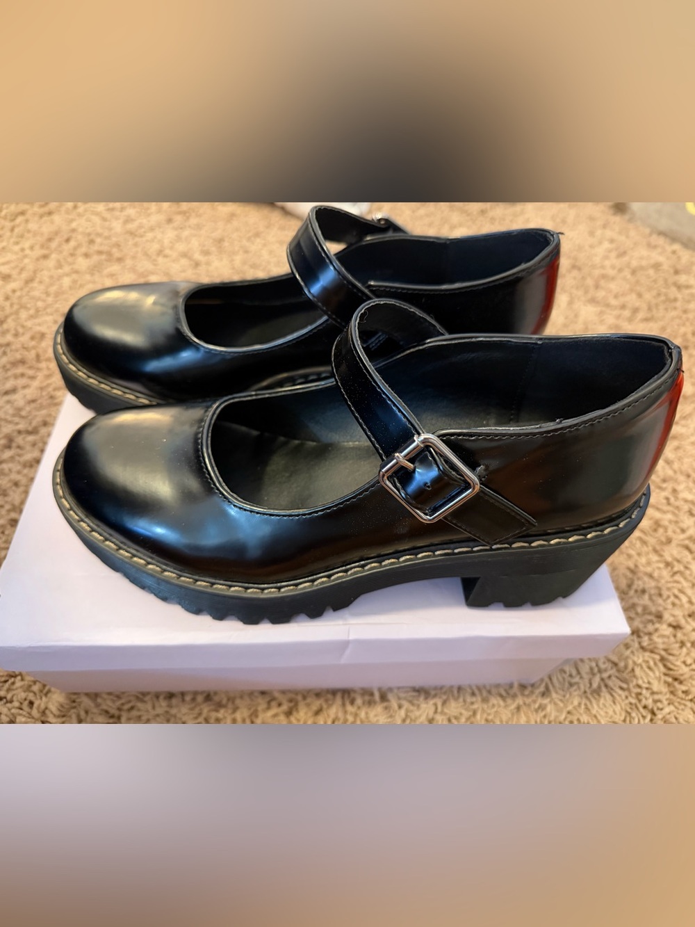 Madden Girl Glossy Black Happy Platform Mary Jane's